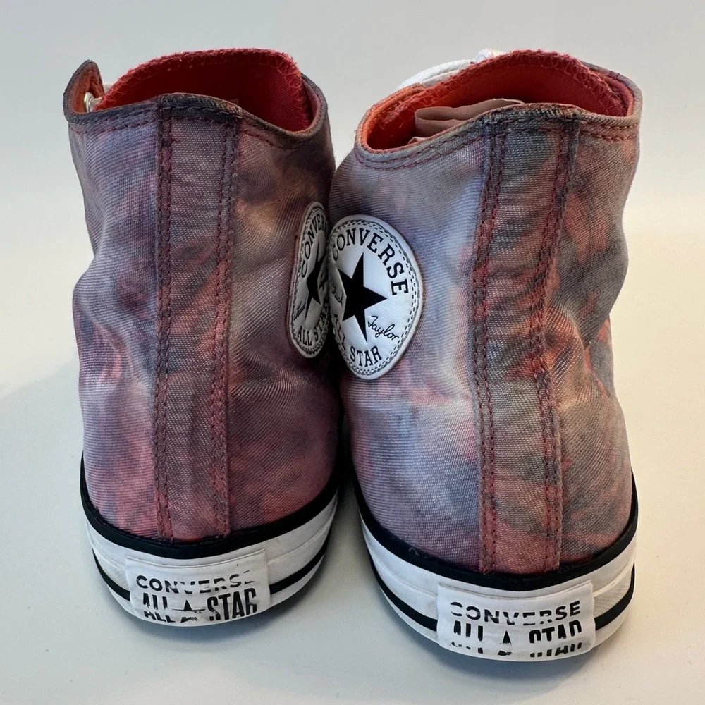 RARE HTF Converse Chuck Taylor All Star Hi Tie Dye Blue Red Coral Men's 9 Wms 11 - Picture 6 of 10